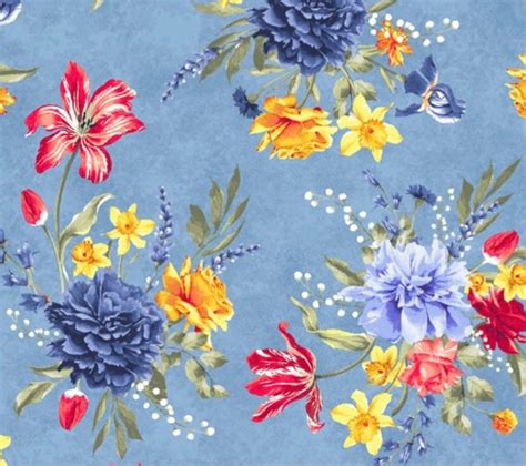 Spring Florals Blue Delilah Collection Windham Fabrics 100 Etsy