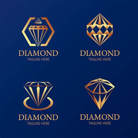Conjunto De Logotipo De Diamante Elegante Vetor Premium