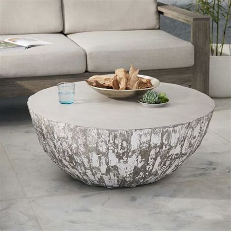 Sculpted Concrete Drum Coffee Table West Elm