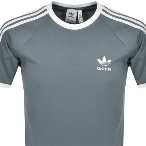Adidas Originals 3 Stripe T Shirt Grey Mainline Menswear