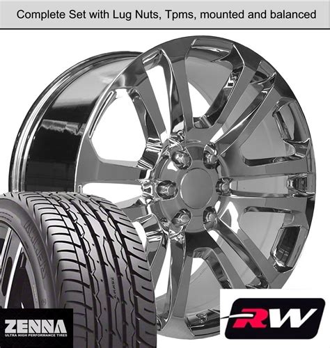20 X9 Inch Gmc Sierra 1500 Ck158 Wheels Chrome Rims Tires Fit Chevy Tahoe