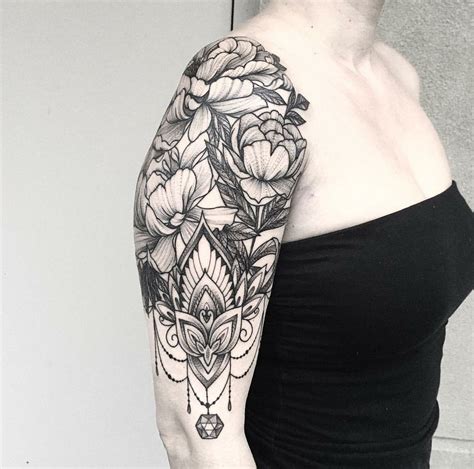 Ornamental Peony Floral Half Sleeve Tattoo By Nick Fierro Sexy Tattoo