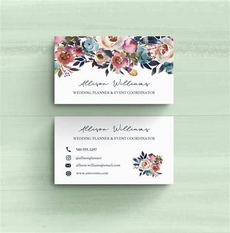 Personalized Floral Business Cards Wedding Planner Event | Etsy