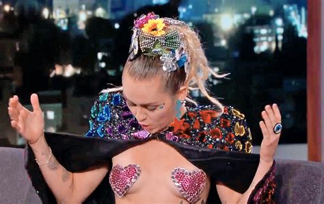 Miley Cyrus Wears Heart Shaped Pasties During Jimmy Kimmel Interview