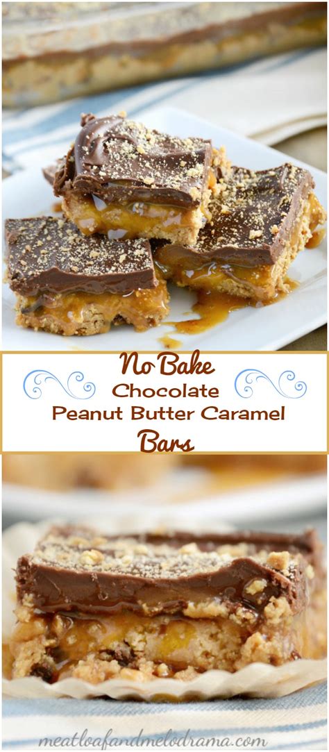 First, line a 8×3″ baking pan with parchment paper. No Bake Chocolate Peanut Butter Caramel Bars - Meatloaf ...