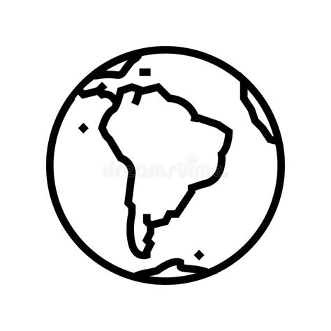South America Earth Planet Map Line Icon Vector Illustration Stock