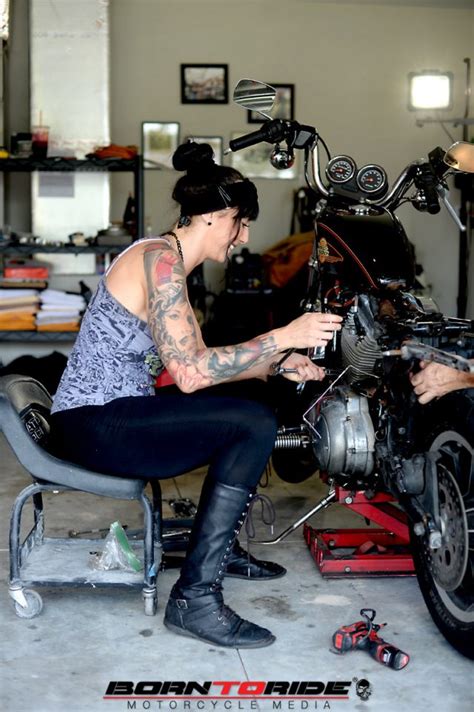 Born To Ride Motorcycle Babe Of The Week Brittany Working On Bike 10