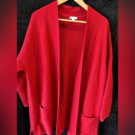 Jjill Red Sweater Coat Size Is 2x Hits At Mid Thigh To The Knees