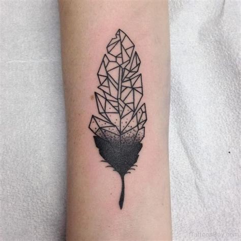 Geometric Outline Feather Tattoo