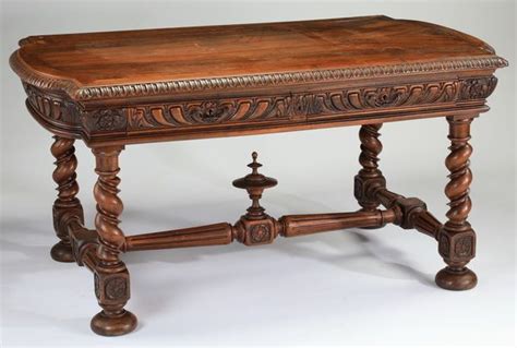 19th C Jacobean Style Walnut Library Table Tudor Decor