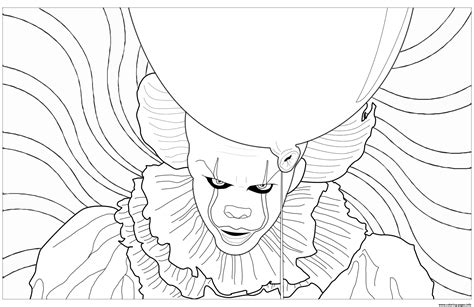 Pennywise Outstanding Clown Psychedelic Background Coloring Page Printable
