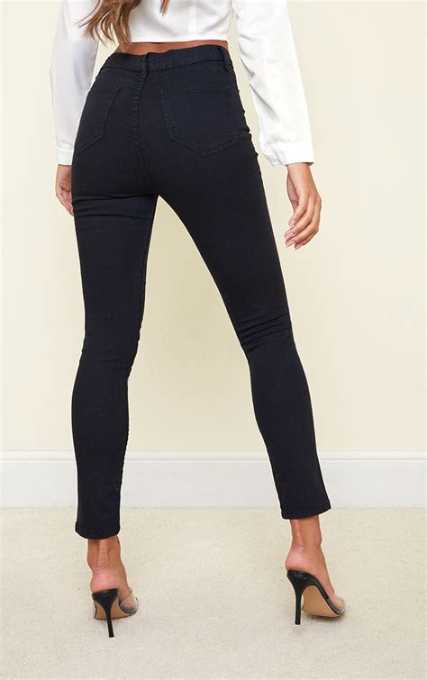 Black Button Front Disco Fit Skinny Jeans Prettylittlething Usa