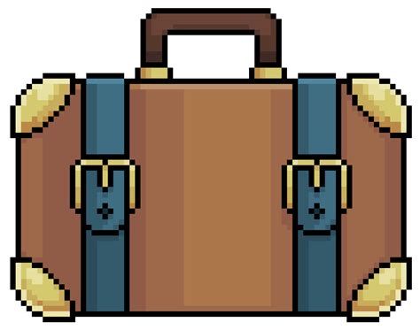 Pixel Art Travel Bag Vector Icon For 8bit Game On White Background