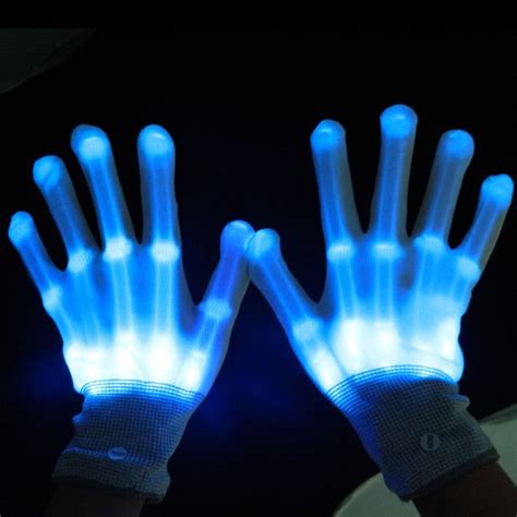 1 Pair Colorful Led Light Glowing Gloves Flashing Skeleton Glove Stage