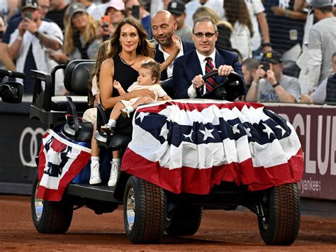 derek jeter wife hannah take daughters to hall of fame induction us weekly