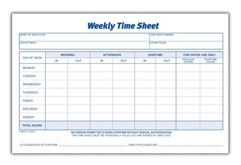 Simple Printable Monthly Timesheet Template