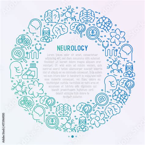 Neurology Concept In Circle With Thin Line Icons Brain Neuron Neural