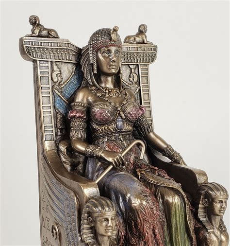 egyptian queen cleopatra on throne statue sculpture bronze finish egypt ebay