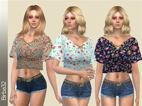 Hippie Floral Top By Birba32 At Tsr Sims 4 Updates