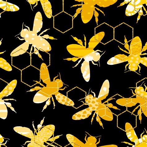 Seamless Geometric Pattern With Bee 297098 Vector Art At Vecteezy