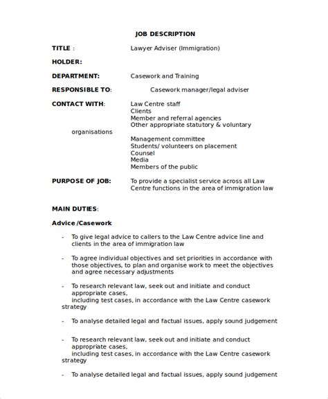 10 Sample Lawyer Job Description Templates Pdf Doc