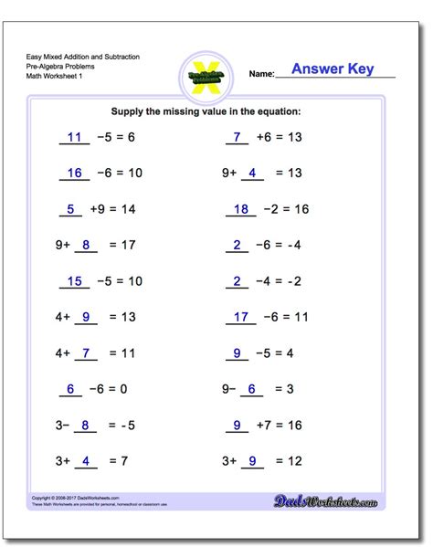 Subtraction math worksheets for children. Pre-Algebra