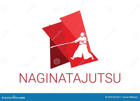 Naginatajutsu Japanese Samurai Martial Arts Master Vector Illustration