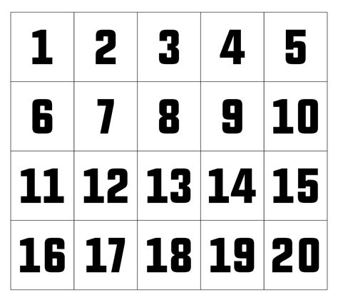 Free Printable Large Numbers 1 20 Numbers Flashcards 1 20 The