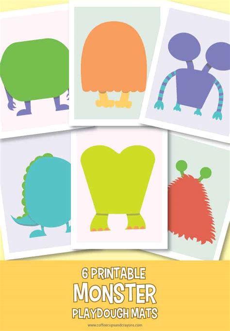 Printable Monster Play Dough Mats Coffee Cups And Crayons