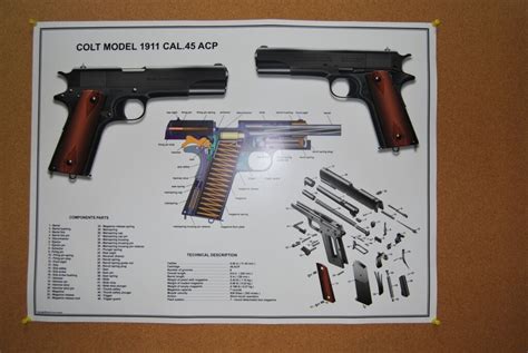Poster 12x18 Usarmy Colt 1911 Cal 45 Acp Manual Exploded Parts