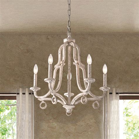 Buying request hub makes it. 5-Light Distressed Antique White Farmhouse Chandelier ...