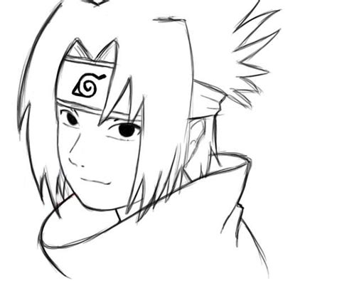 Naruto Sasuke Drawing Outline Sketch Coloring Page