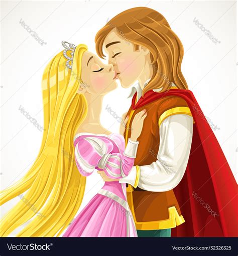 Prince Charming Kisses Cute Princess Royalty Free Vector