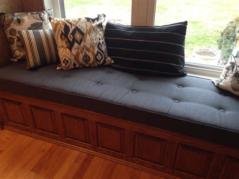 Custom Sewn Button Tufted Window Seat Cushion With Cording