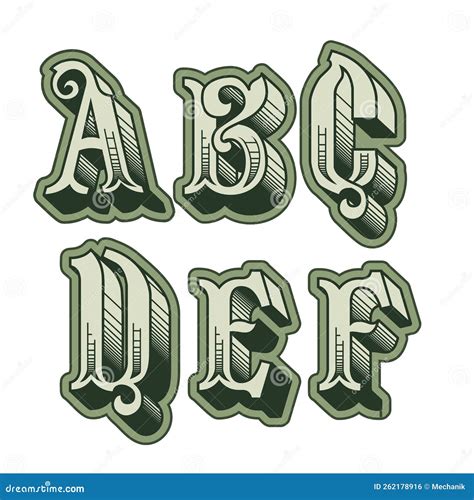 Vector Decorative Original Alphabet Letters English Font Stock Vector