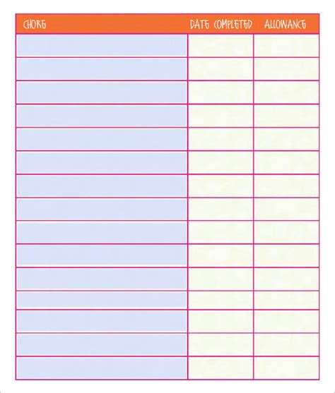 Customizable Printable Chore Chart Labb By Ag