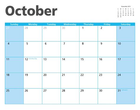 October 2015 Calendar Page Free Stock Photo Public Domain Pictures