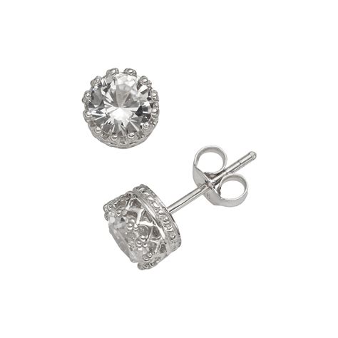 Sterling Silver Lab Created White Sapphire Stud Earrings Women S