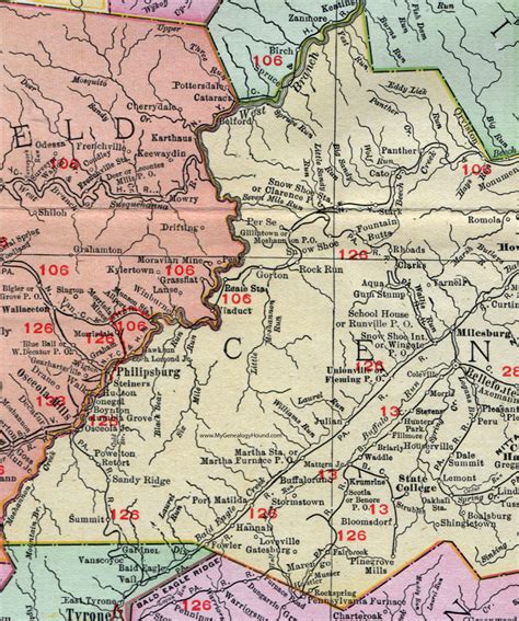 Centre County Pennsylvania 1911 Map By Rand Mcnally Bellefonte State