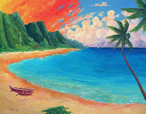 Kauai Beach Sunset Painting By Michael Baum