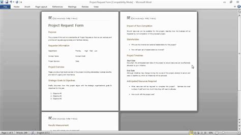 project request form template youtube