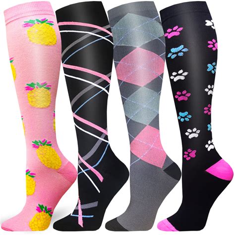 4 Pairs Cute Compression Socks For Man And Woman 20 30 Mmhg） Actinpu