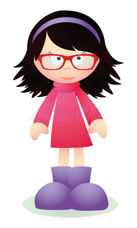 Cute Brunette Girl With Glasses Stock Illustration Image 46213975