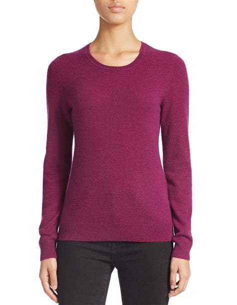 Lord And Taylor Purple Petite Basic Crew Neck Cashmere Sweater Lyst