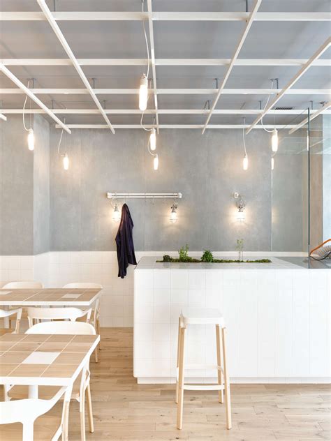 Laboratory Inspired Minimalist Coffee Bar Cafe Interior Minimalist