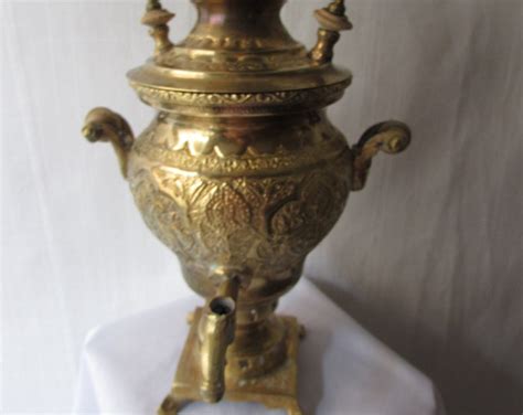 Turkish Brass Samovar C 1900 Ornate Small Decorator Item Etsy