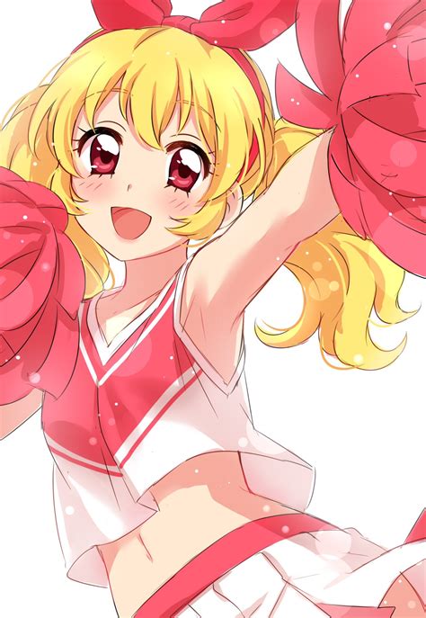 Safebooru Aikatsu Armpits Bangs Blonde Hair Blush Bow Breasts Cheerleader Commentary Request