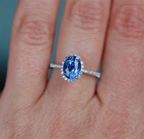2 77ct Cornflower Blue Sapphire Diamond Ring 14k White Gold Engagement
