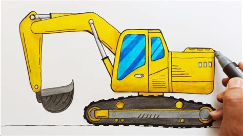 How To Draw An Excavator Easy Step By Step Youtube