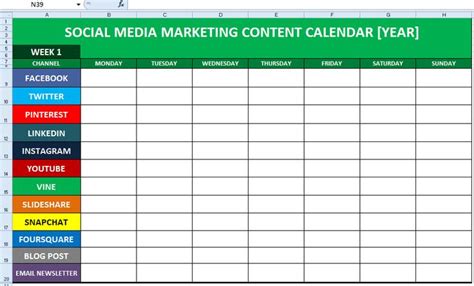 Social Media Content Calendar Excel Templatepng Social Media Content